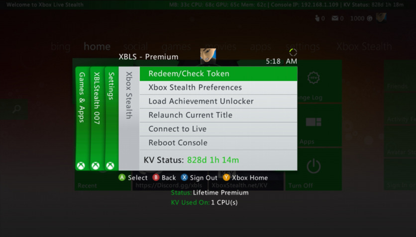 XboxLiveStealth Settings Guide Tab