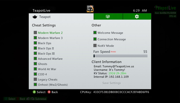 XboxLiveStealth Preference Menu