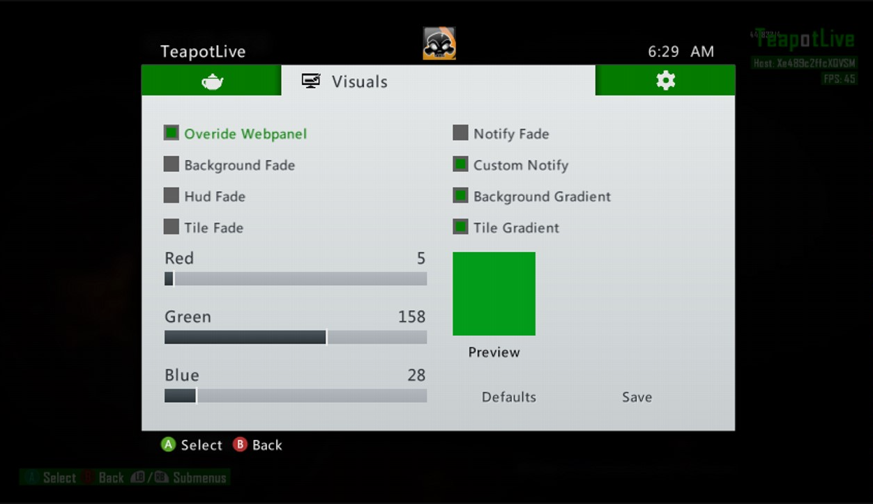Visual Preference Menu
